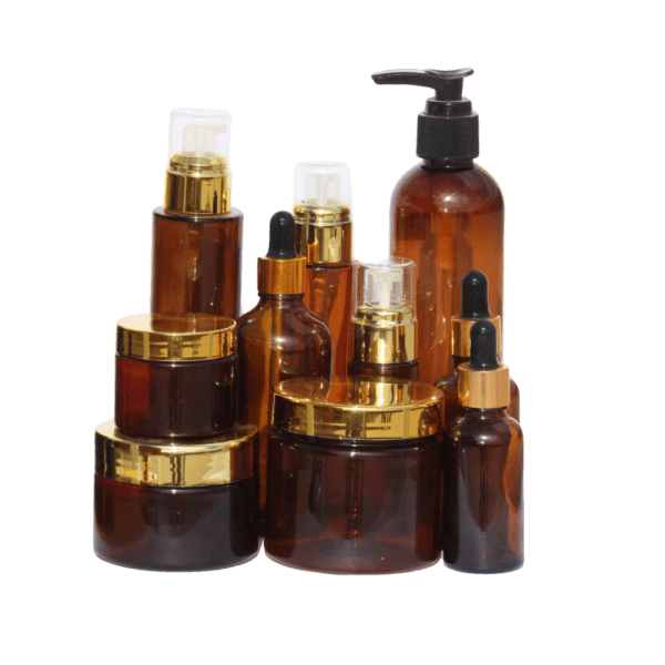 pack emballages cosmétique marron doré