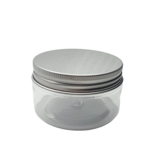 Pot plastique transparent cap Aluminium Argenté 100g