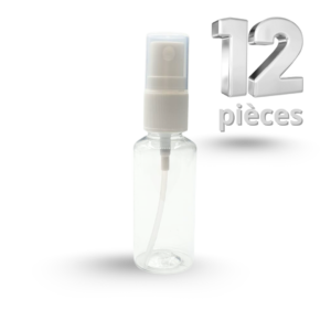 12 pièces Spray Plastique Transparent Bouchon Blanc 30ml