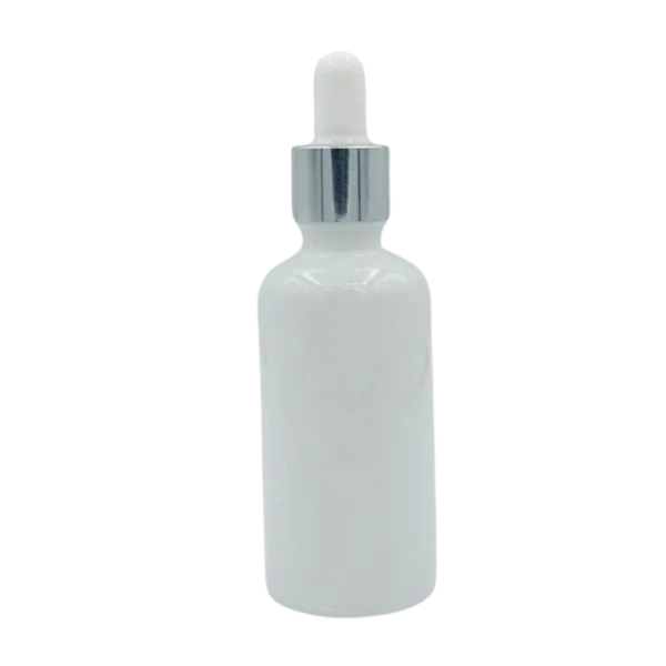 Flacon Pipette 100ml Blanc Brillant Bague Argenté