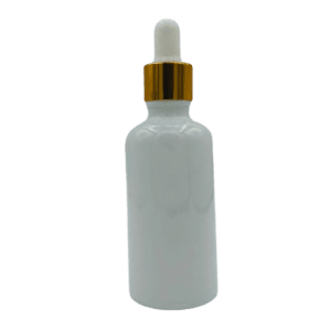 Flacon Pipette 100ml Blanc Brillant Bague Doré