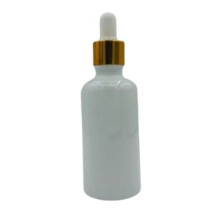 Flacon Pipette 30ml Blanc Brillant Bague Doré