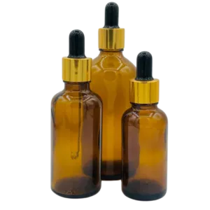 Flacon Pipette 100ml Marron Brillant Bague Doré