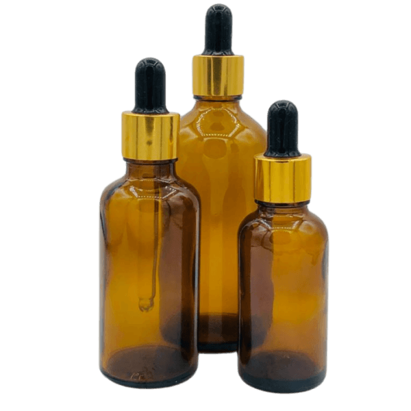 Flacon Pipette 30ml Marron Brillant Bague Doré