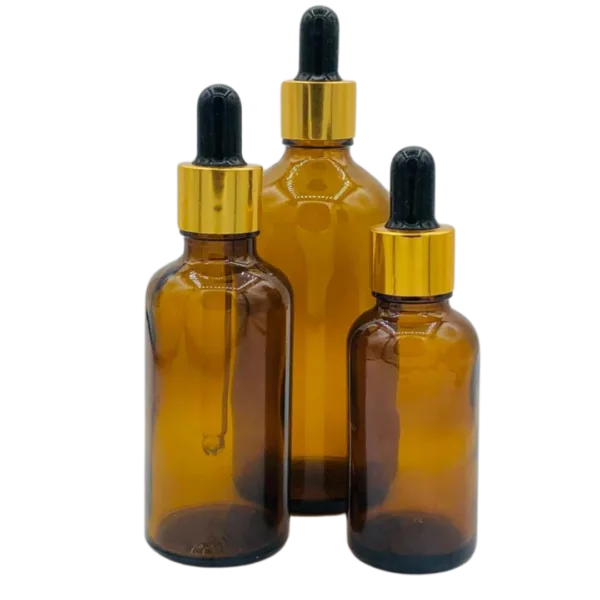 Flacon Pipette 50ml Marron Sablé/Mat Bague Doré