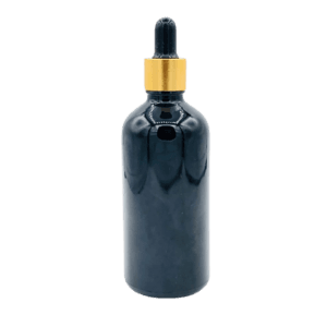 Flacon Pipette 100ml Noir Brillant Bague Doré