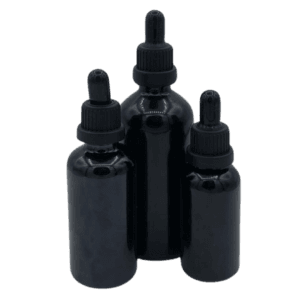 Flacon Pipette 50ml Noir Brillant Bague Noir Sécurisé