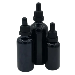 Flacon Pipette 50ml Noir Brillant Bague Noir Sécurisé