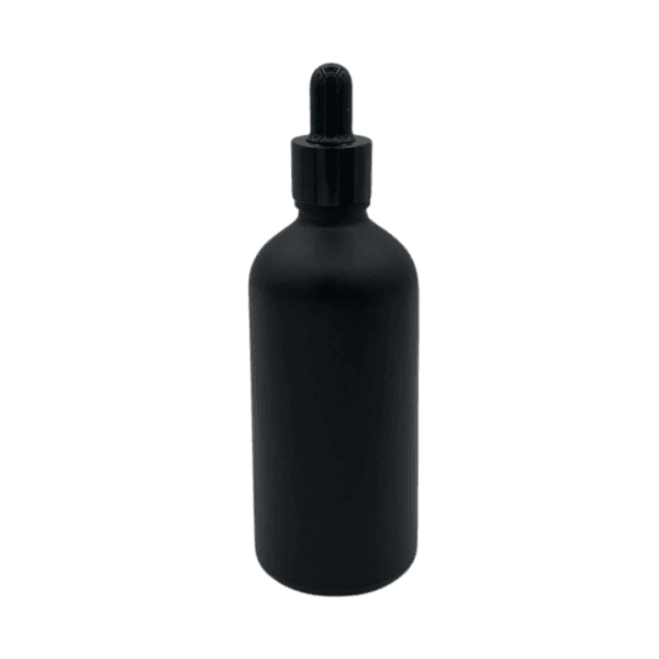 Flacon Pipette 100ml Noir Sablé/Matte Bague Noir