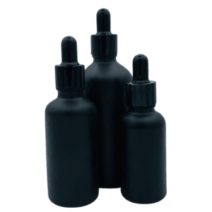 Flacon Pipette 50ml Noir Sablé/Mat Bague Noir