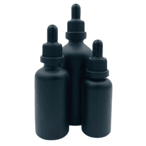 Flacon Pipette 50ml Noir Sablé/Mat Bague Noir Sécurisé