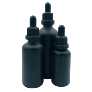 Flacon Pipette 50ml Noir Sablé/Mat Bague Noir Sécurisé