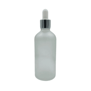 Flacon Pipette 100ml Transparent Sablé/Matte Bague Argenté