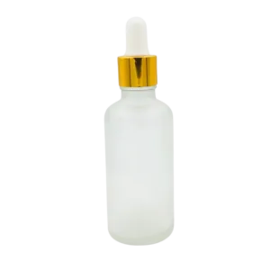 Flacon Pipette 100ml Transparent Sablé/Matte Bague Doré