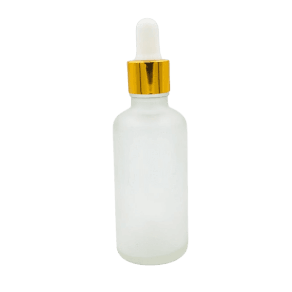 Flacon Pipette 100ml Transparent Sablé/Matte Bague Doré