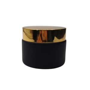 Pot en verre Noir mat cap Doré 50g