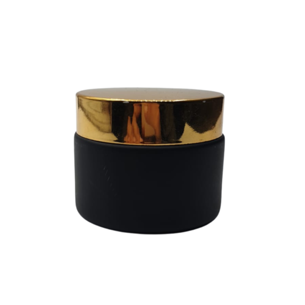 Pot en verre Noir mat cap Doré 50g