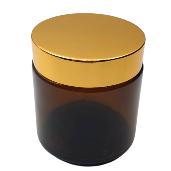 Pot en verre marron cap doré 100g