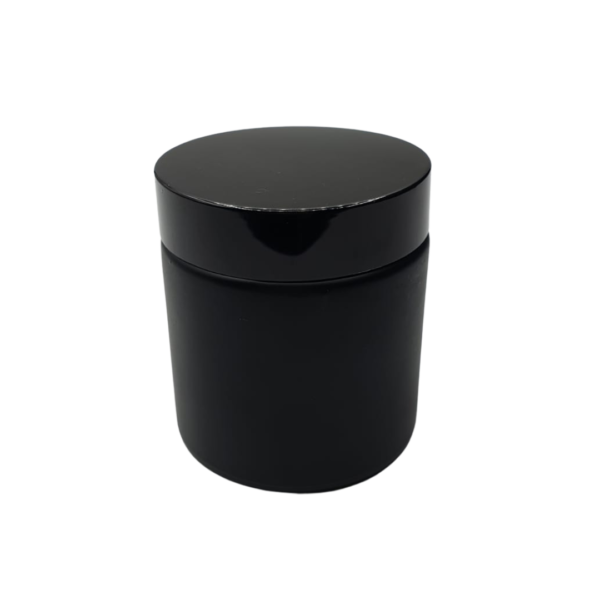 Pot en verre mat cap noire 100g
