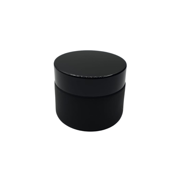 Pot en verre mat cap noire 50g