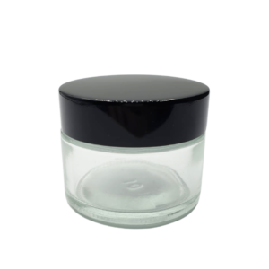 Pot en verre transparent cap noir 50g