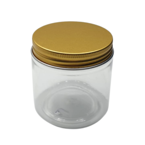 Pot plastique transparent cap Aluminium Doré 200g