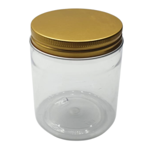 Pot plastique transparent cap Aluminium Doré 250g