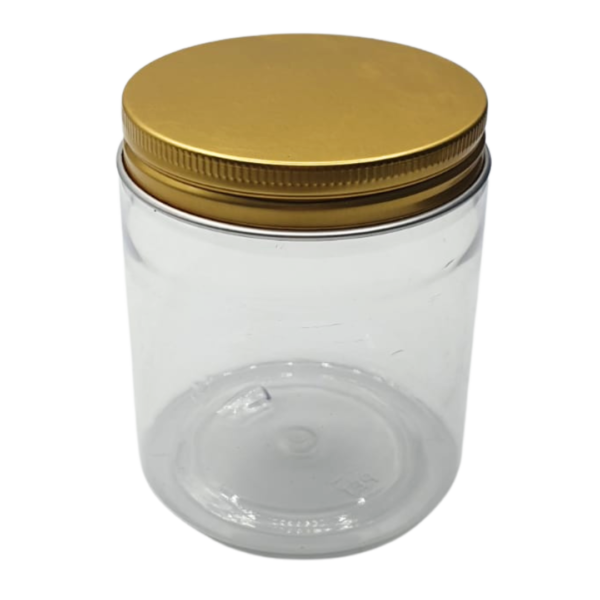 Pot plastique transparent cap Aluminium Doré 250g