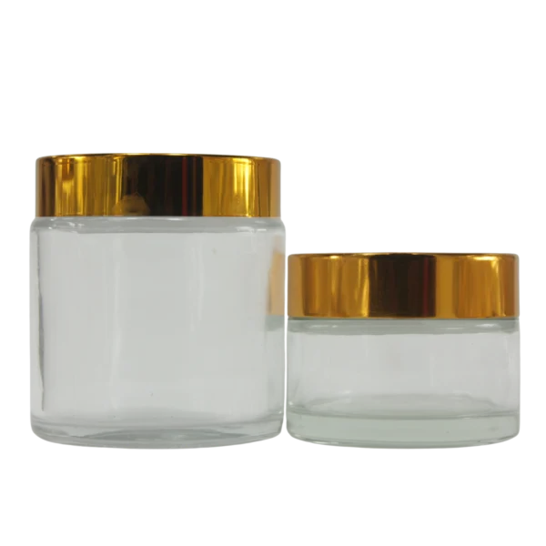 Pot en verre Transparent  cap doré 50g – Image 3