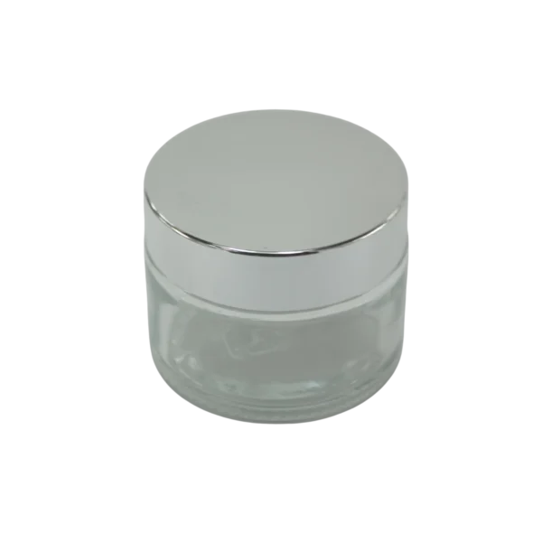 pot en verre transparent cap argenté 50g