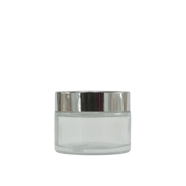 pot en verre transparent cap argenté 50g