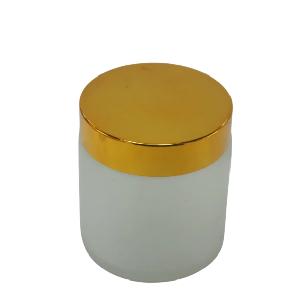 pot en verre transparent sablé cap doré 100g