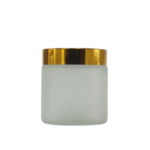 pot en verre transparent sablé cap doré 100g