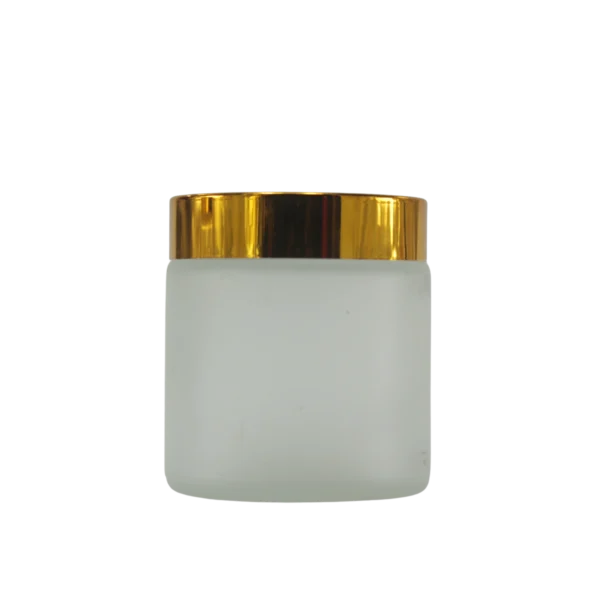 pot en verre transparent sablé cap doré 100g