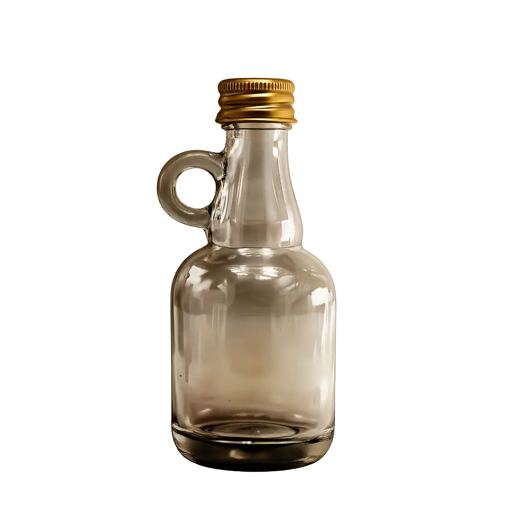 Bouteille en verre avec capuchon doré