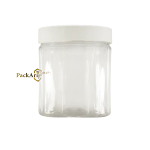 pot plastique transparent cap blanc 250g